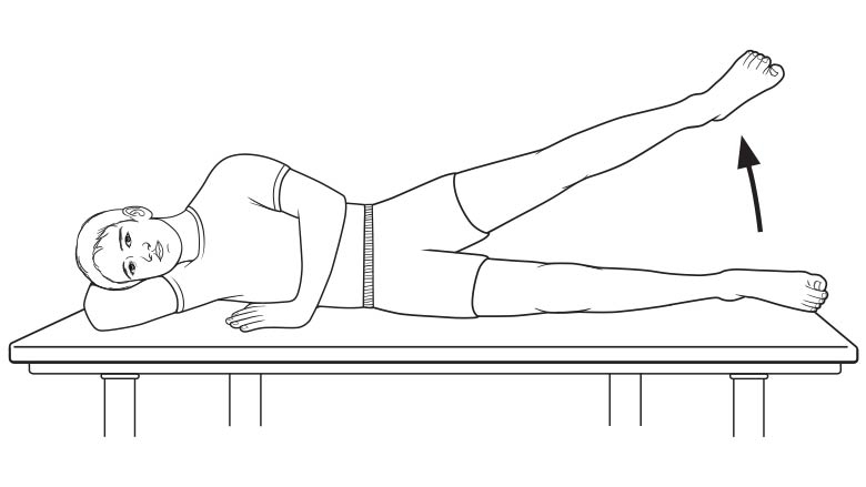 Side-lying straight leg raise (hip abduction)