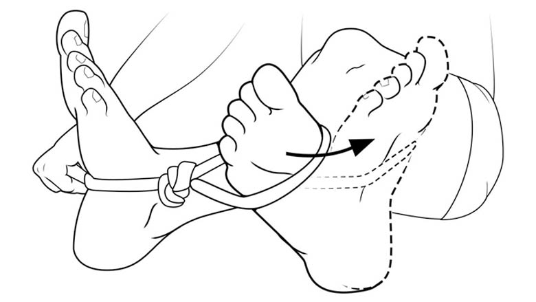 Foot turn in with resistance (inversion resisted)