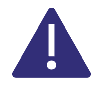 A blue triangle with a white exclamation mark  Description automatically generated