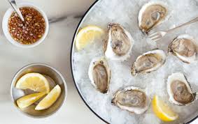 A plate of oysters and lemons&#xD;&#xA;&#xD;&#xA;Description automatically generated