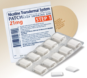 Nicotine patch and nicotine gum.