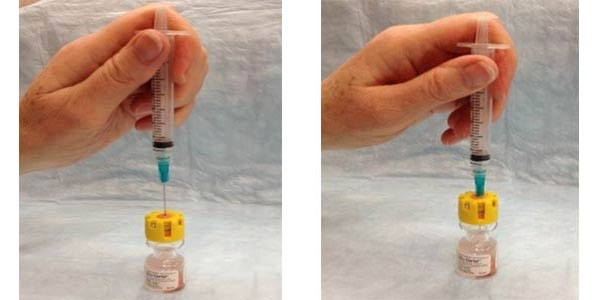 Injecting Solu-Cortef - Figure 5 and 6